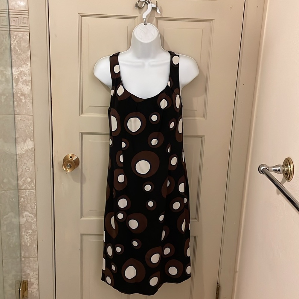 eci New York Sleeveless Polka Dot Silk Dress